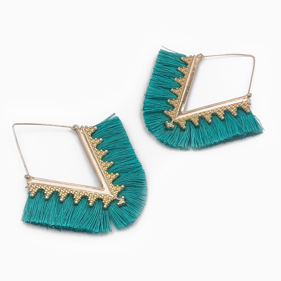 Jewelry - Teal Tassel Fringe Earrings